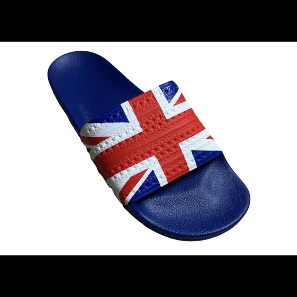 NWT Adidas Adilette Great Britain Slide Sandal Mens size 10 G55377 Blue White.